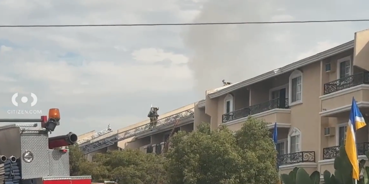person injured after jumping from burning apartment building in los angeles
