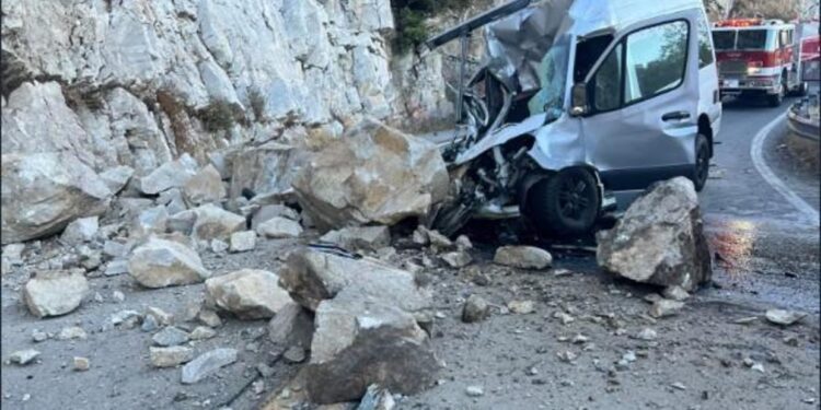 Driver in Critical Condition After Rockslide on San Bernardino Highway