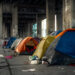 Homeless tents on the streets in downtown.