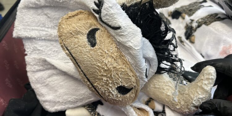 Methamphetamine-soaked clothes -- including a cow pajama onesie -- seized at LAX on November 6, 2024. US Attorney L.A