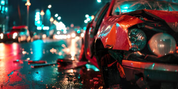 car crash night city emergency severe