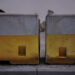 cement protective barriers as a background