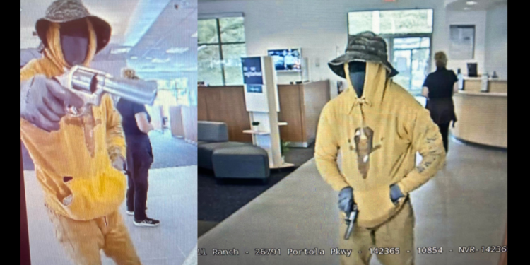 Authorities are searching for an armed suspect who escaped from a Lake Forest bank on Oct 17 (Orange County Sheriff’s Department)