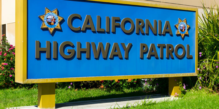 California Highway Patrol emblem and sign of a law enforcement agency.