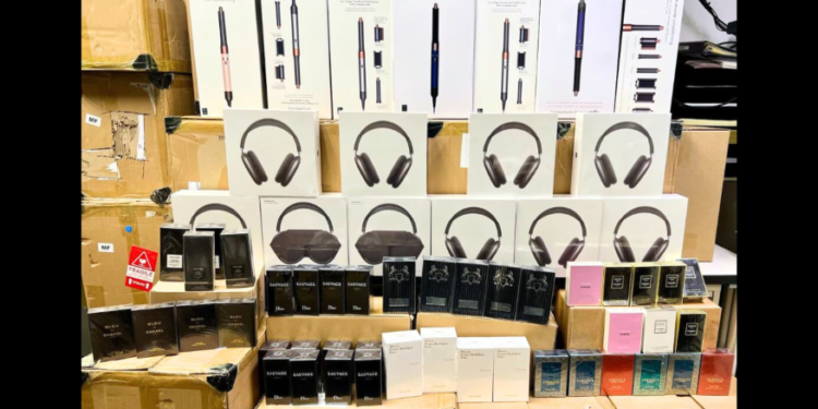Designer fragrances and merchandise was found during a retail theft bust in Costa Mesa (Costa Mesa Police Department)