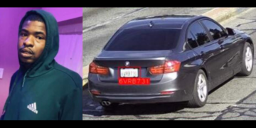 Man with Adidas hood scaping in a car (Santa Ana Police Department)