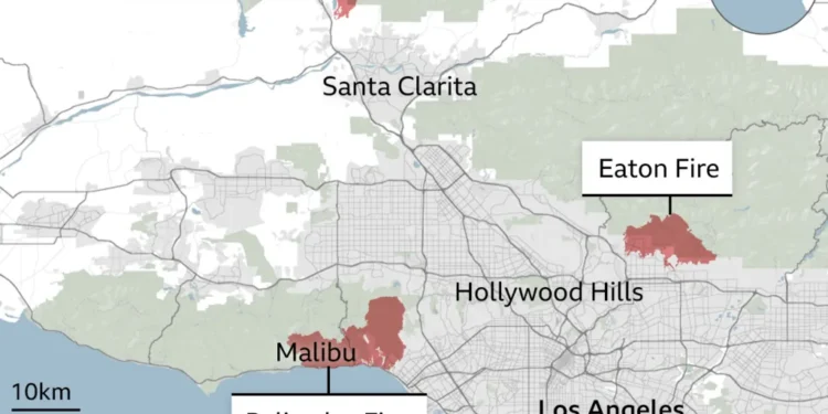 LA Fires map