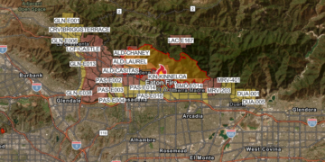Map of the Eaton Fire location and evacuation zones. Jan. 9, 2025. (CalFire)