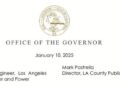 Newsom’s letter to LADWP ordering an investigation into wildfire water supply. Jan. 10, 2025.