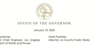Newsom’s letter to LADWP ordering an investigation into wildfire water supply. Jan. 10, 2025.