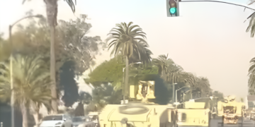 US National guard troops street photo