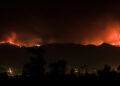 wildfire in california at night