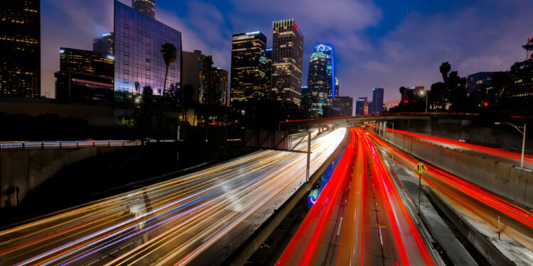 California 110 South leads to downtown Los Angeles