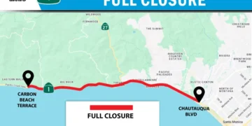 Map of Pacific Coast Highway closure. (Caltrans District 7)