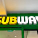 Subway sandwich retail food store sign board exterior display isolated on horizontal