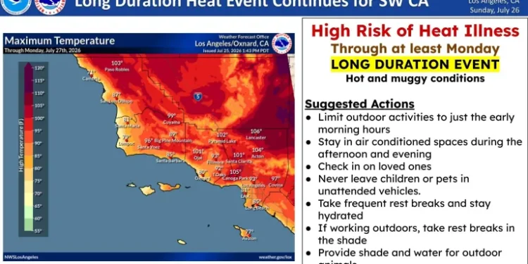 Long Duration Heat Event Map California