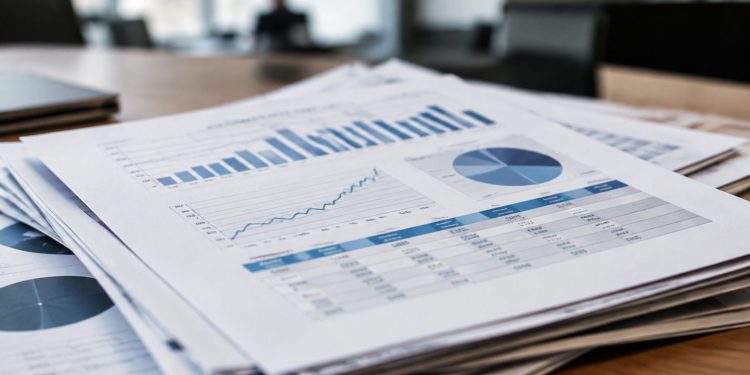 Stacked campaign finance documents with sharp focus on top pages and blurred papers below, illustrating the November 2026 Los Angeles mayoral runoff.